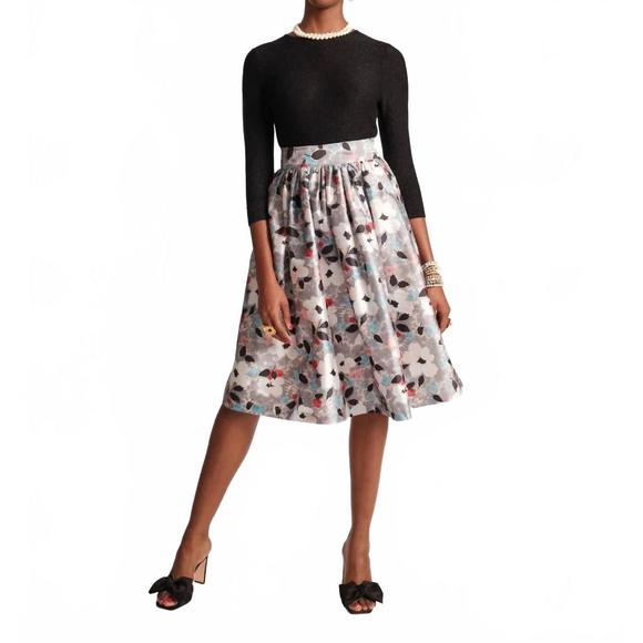 NEW FRANCES VALENTINE barbara midi skirt in poppy party silk